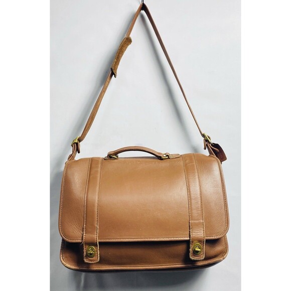 VTG Coach Briefcase Business 2WAY Shoulder Bag A8M-4986 Genuine Leather 16x11x5 - Picture 1 of 9
